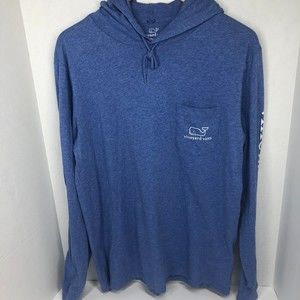 Vineyard Vines Women's Blue Long-Sleeve Whale Logo Hooded Pullover Shirt Size S